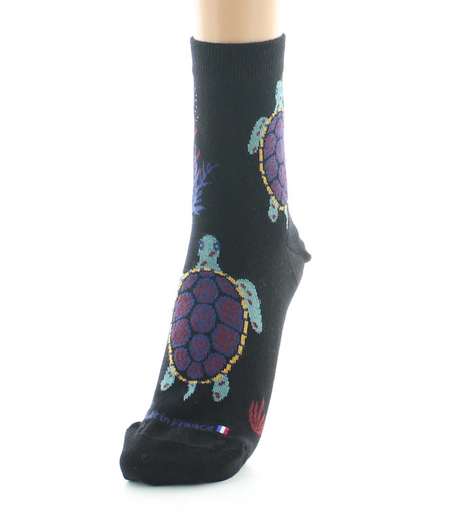 Chaussettes courtes femme coton tortue noir NOIR