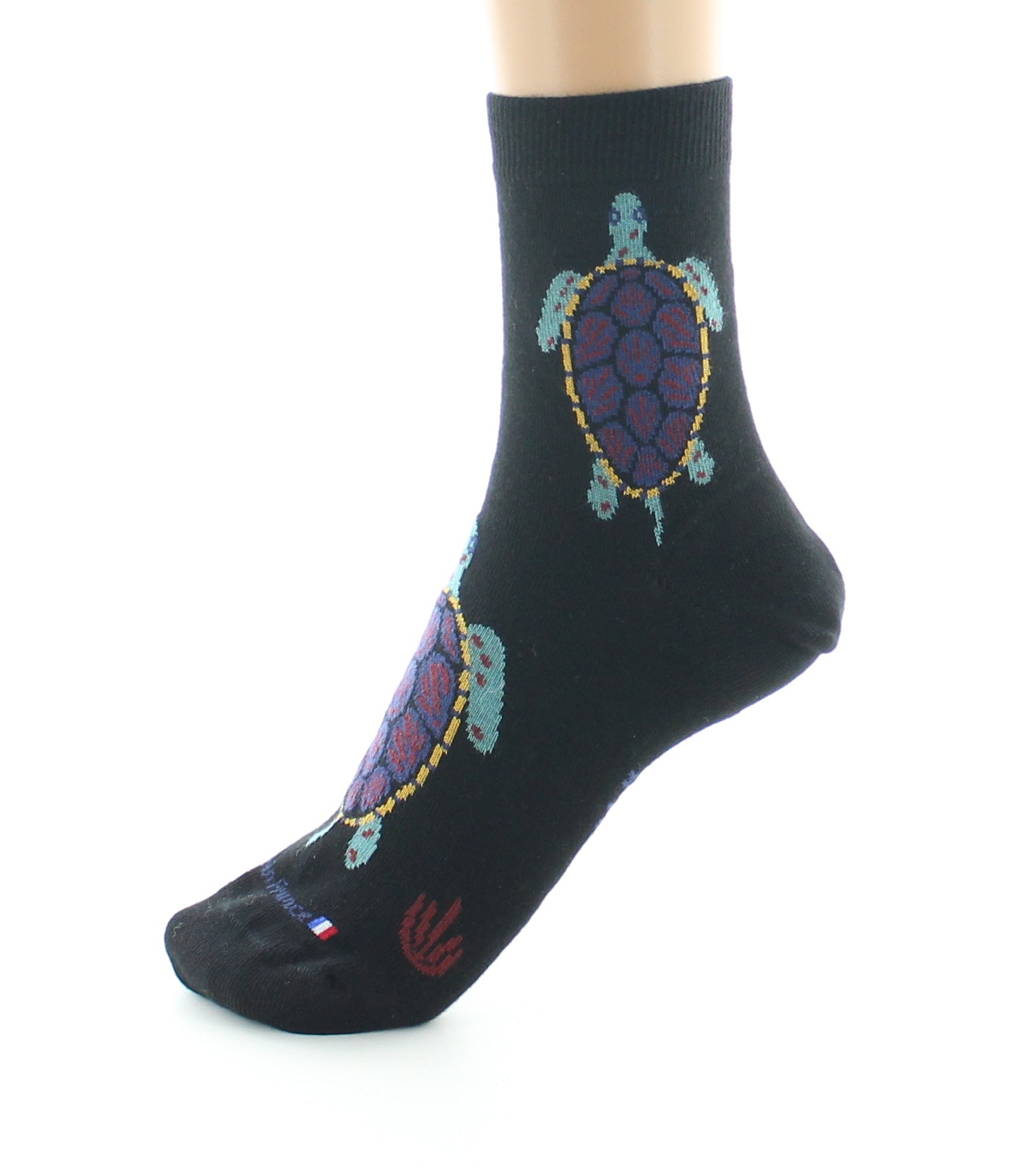 Chaussettes courtes femme coton tortue noir NOIR