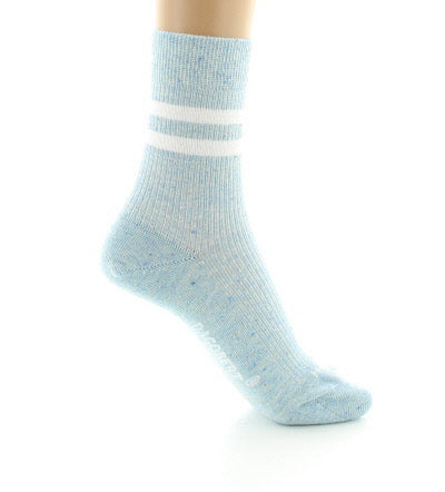 Chaussettes courtes femme en coton et soie Bleu Pastel BLEU PASTEL