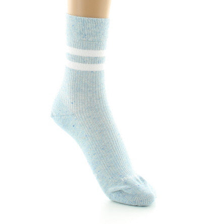 Chaussettes courtes femme en coton et soie Bleu Pastel BLEU PASTEL