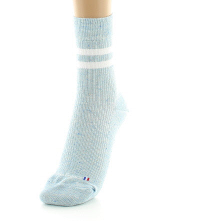 Chaussettes courtes femme en coton et soie Bleu Pastel BLEU PASTEL