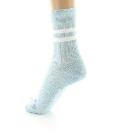 Chaussettes courtes femme en coton et soie Bleu Pastel BLEU PASTEL