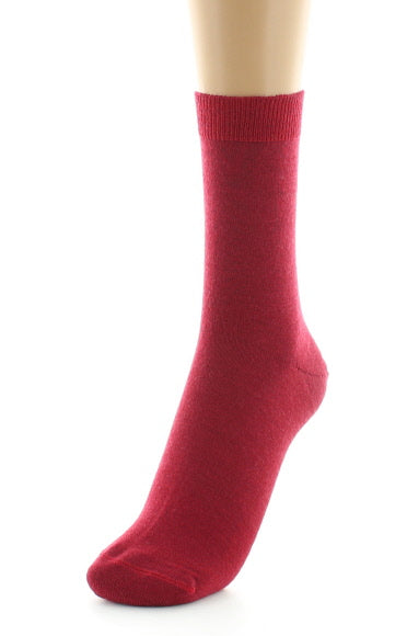Chaussettes courtes femme en laine peignée mélangée ROUGE