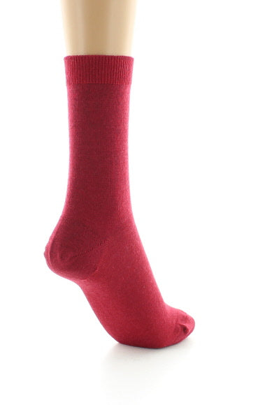 Chaussettes courtes femme en laine peignée mélangée ROUGE