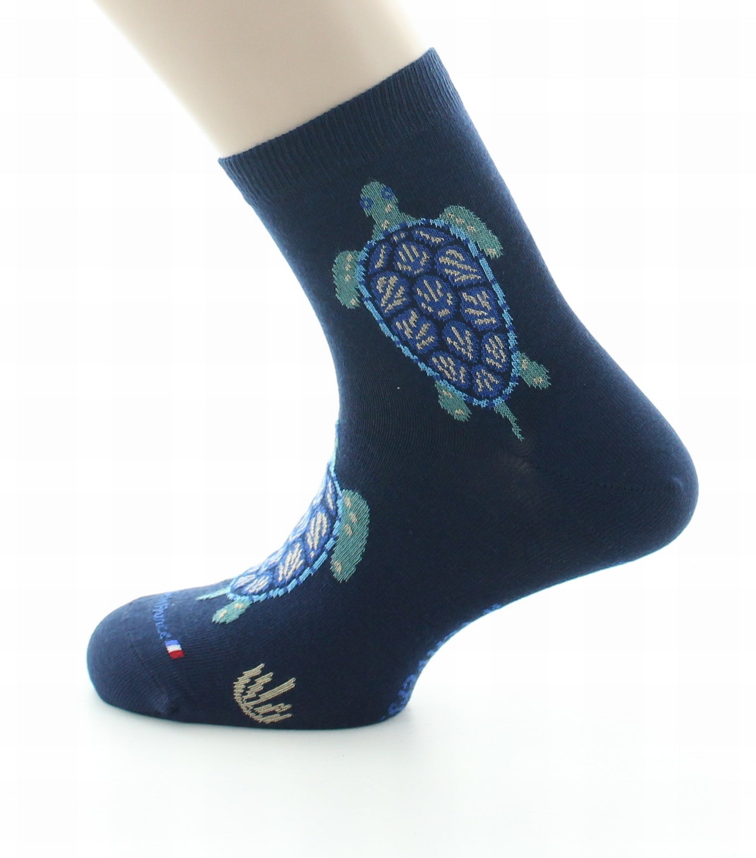 Chaussettes courtes homme coton tortue bleu BLEU MARINE