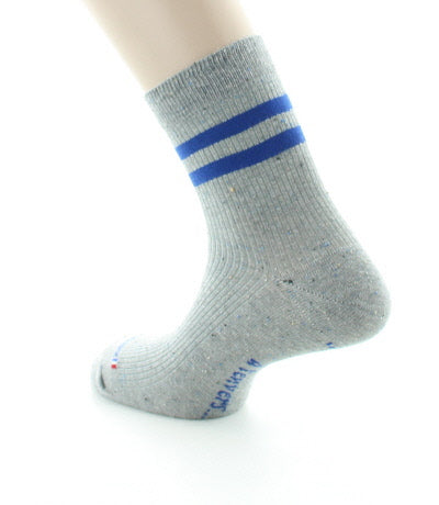 Chaussettes courtes homme en coton et soie Gris chiné/Bleu royal GRIS