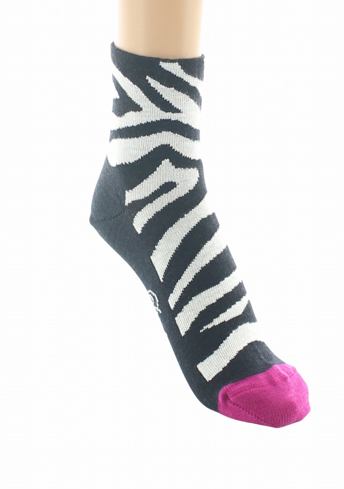 Chaussettes courtes laine femme Zèbre - Berthe Aux Grands Pieds NOIR/BLANC