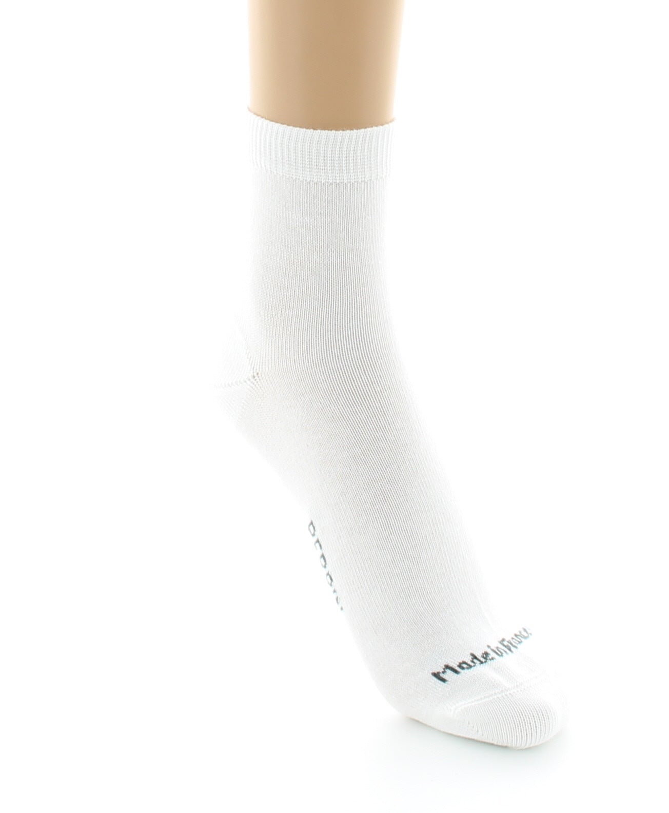 Chaussettes courtes mixtes en coton peigné BLANC