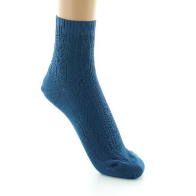 Chaussettes courtes sans élastique en soie à maille jacquard BLEU MINUIT