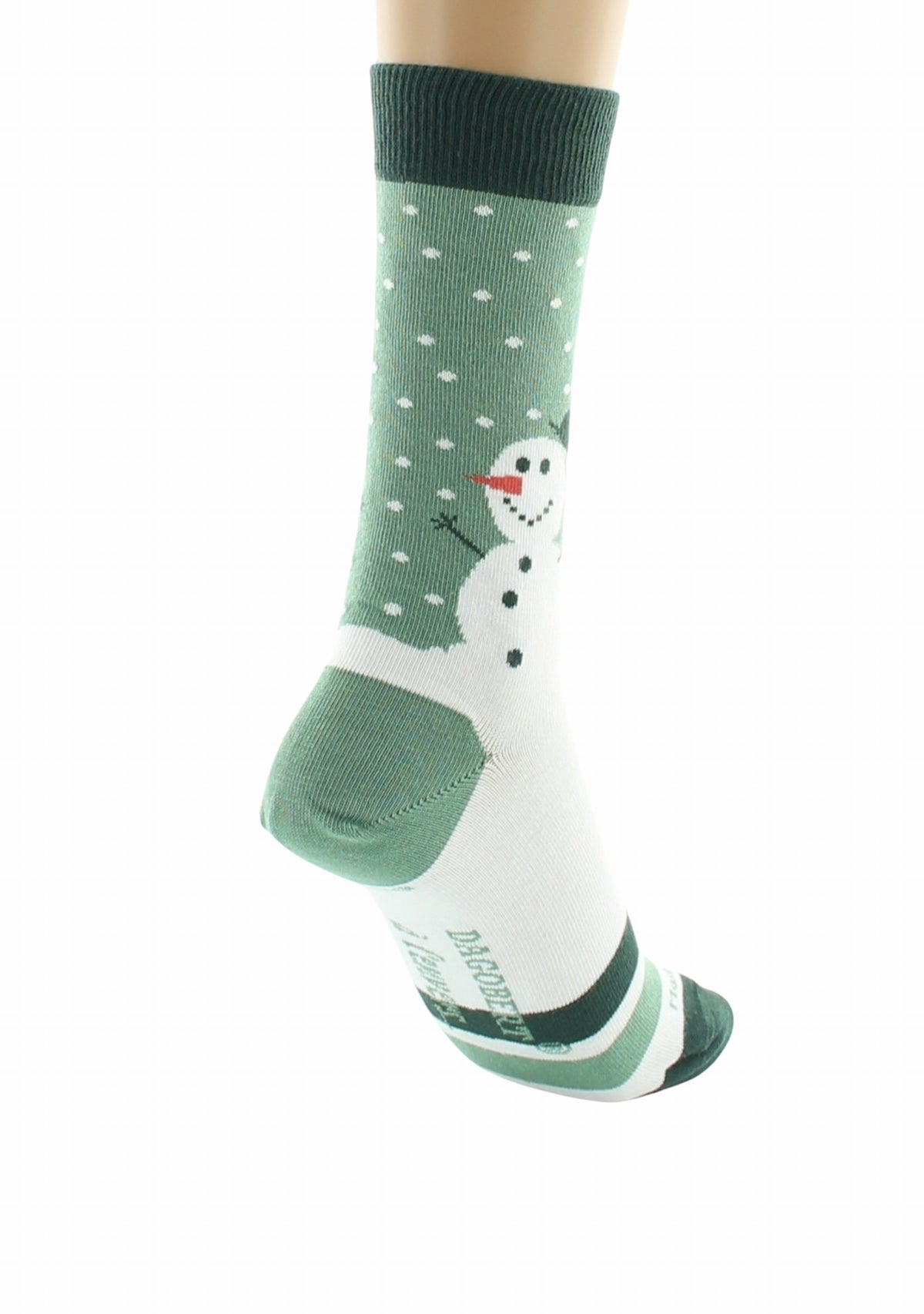 Chaussettes de Noël mixtes en coton motif Bonhomme de neige - Vert et Blanc VERT