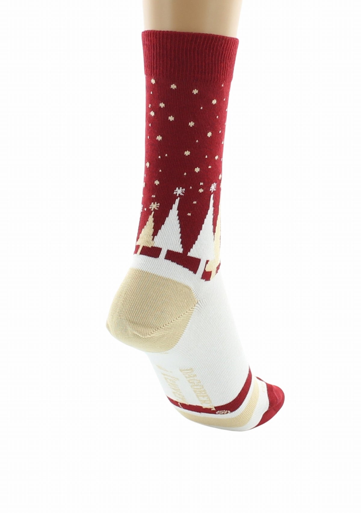 Chaussettes de Noël mixtes en coton motif Sapins - Rouge/Écru ROUGE