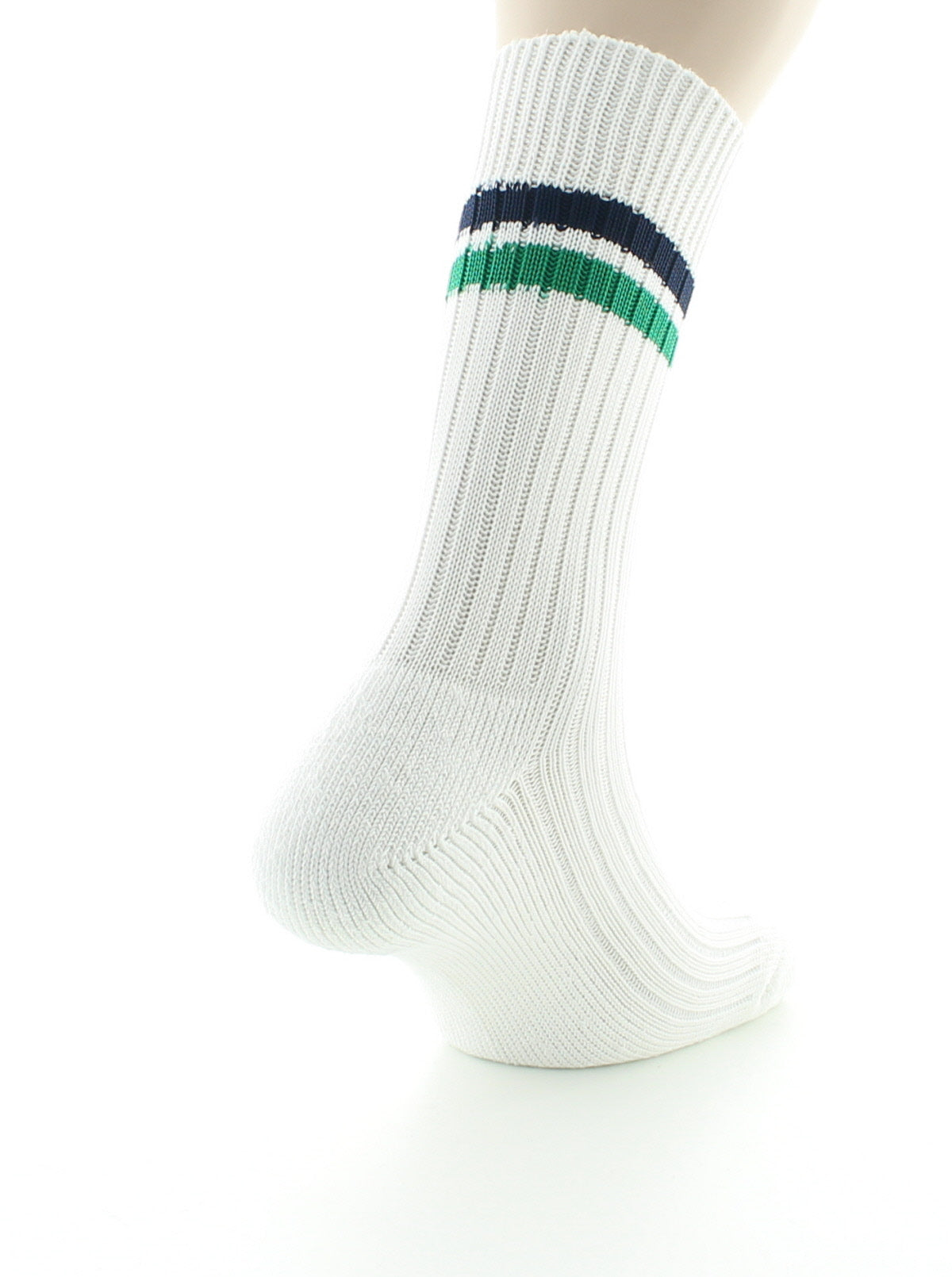 Chaussettes de tennis mixtes intérieur doublé en coton BLANC/VERT