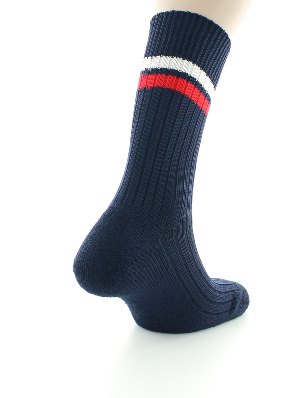 Chaussettes de tennis mixtes intérieur doublé en coton MARINE/ROUGE