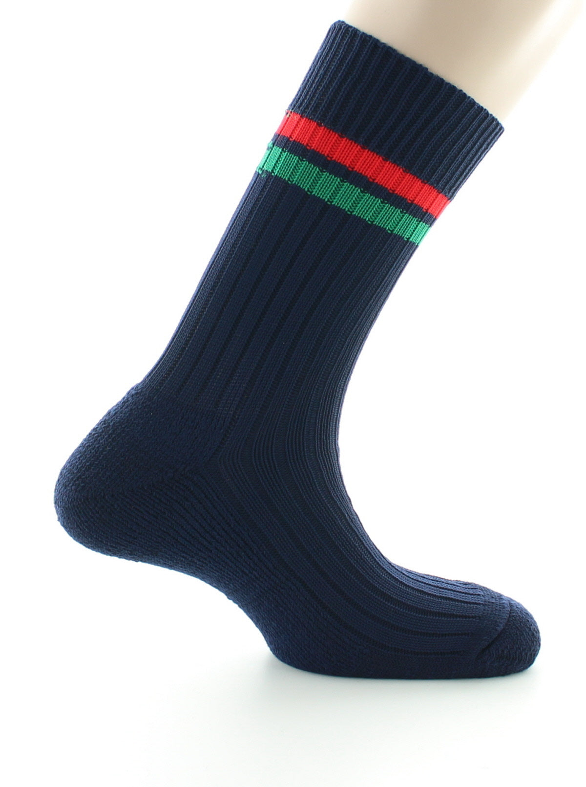 Chaussettes de tennis mixtes intérieur doublé en coton MARINE/VERT