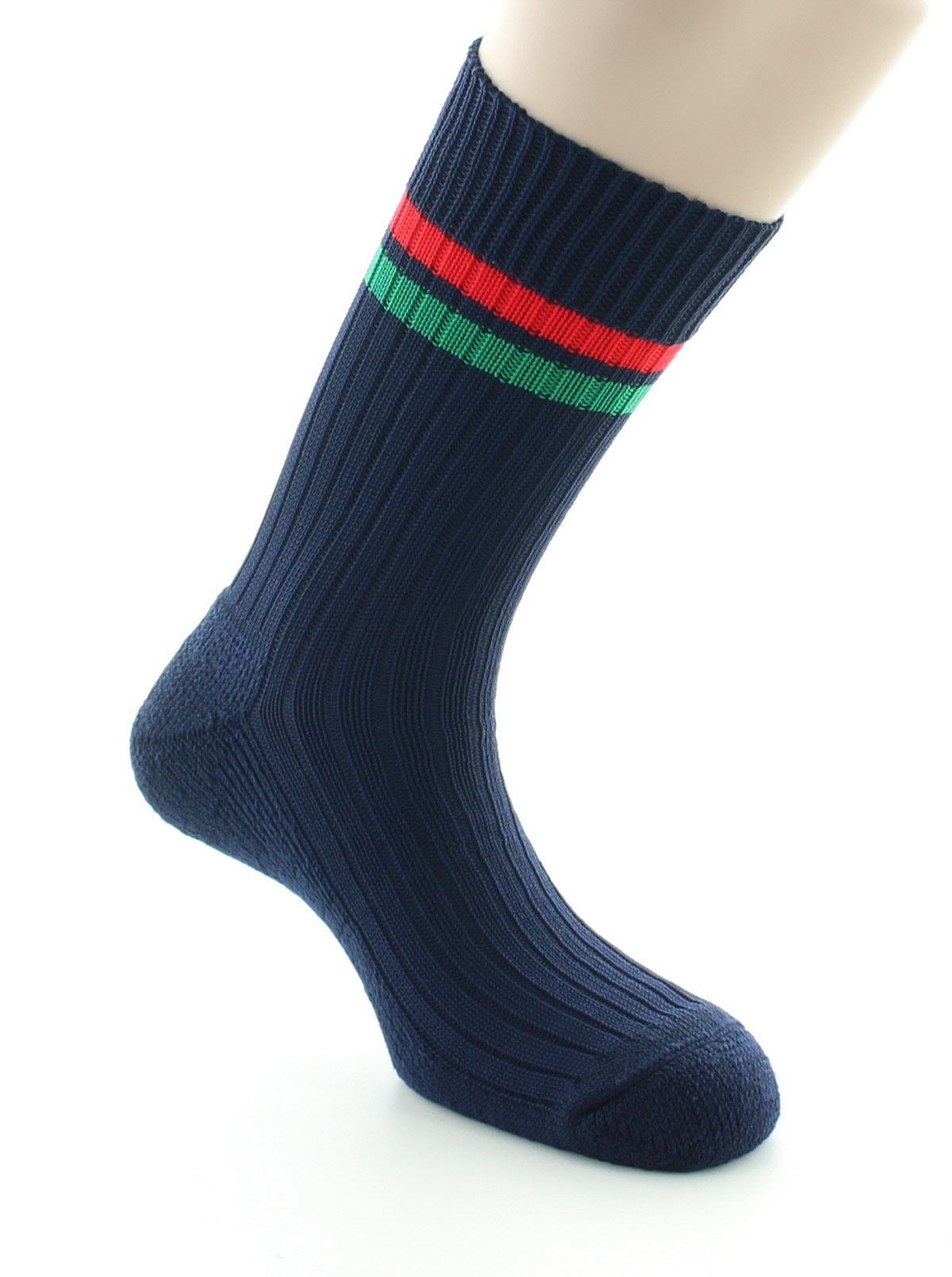 Chaussettes de tennis mixtes intérieur doublé en coton MARINE/VERT