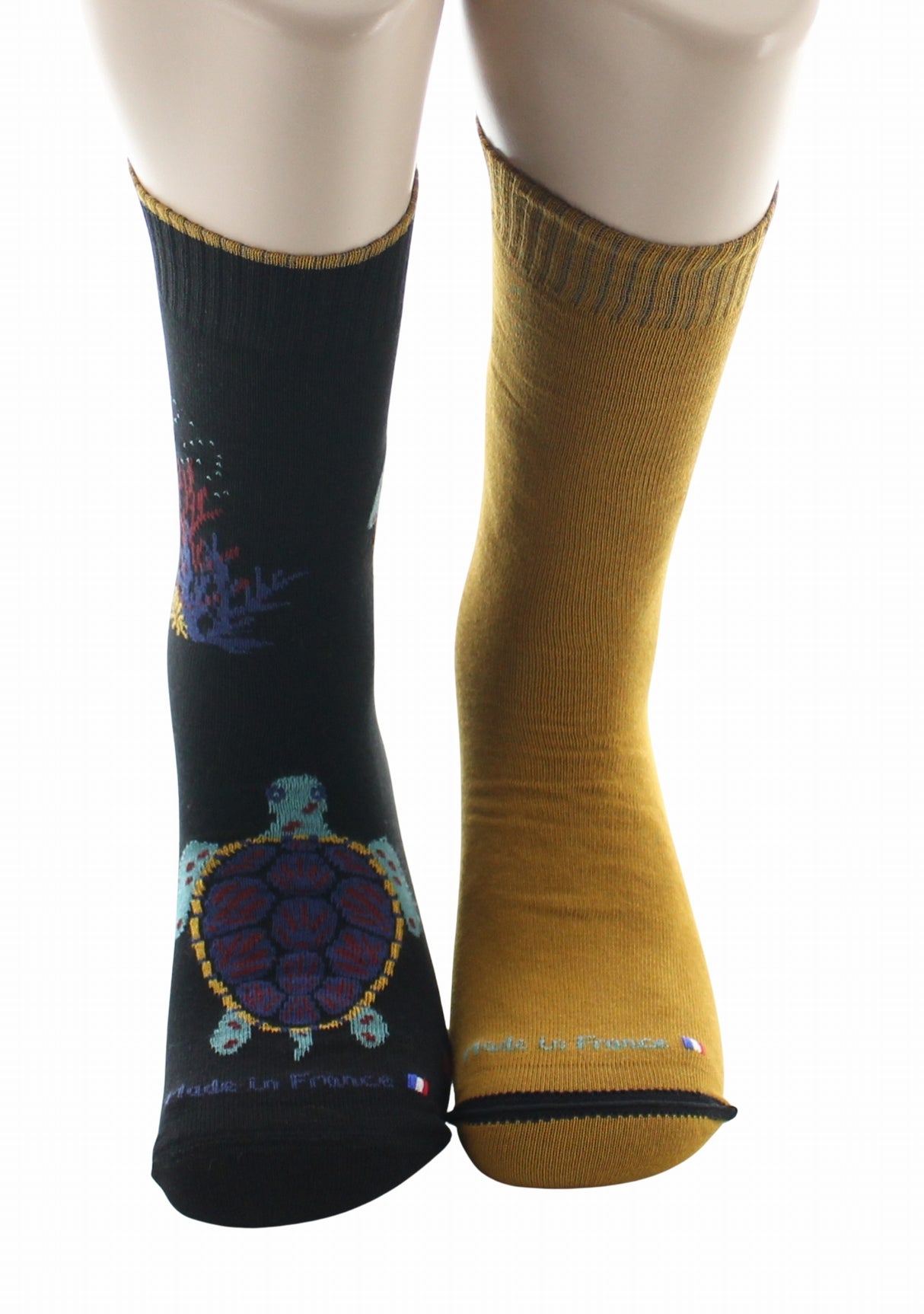 Chaussettes doubles homme Dagobert Tortue Noir/Moutarde NOIR/MOUTARDE