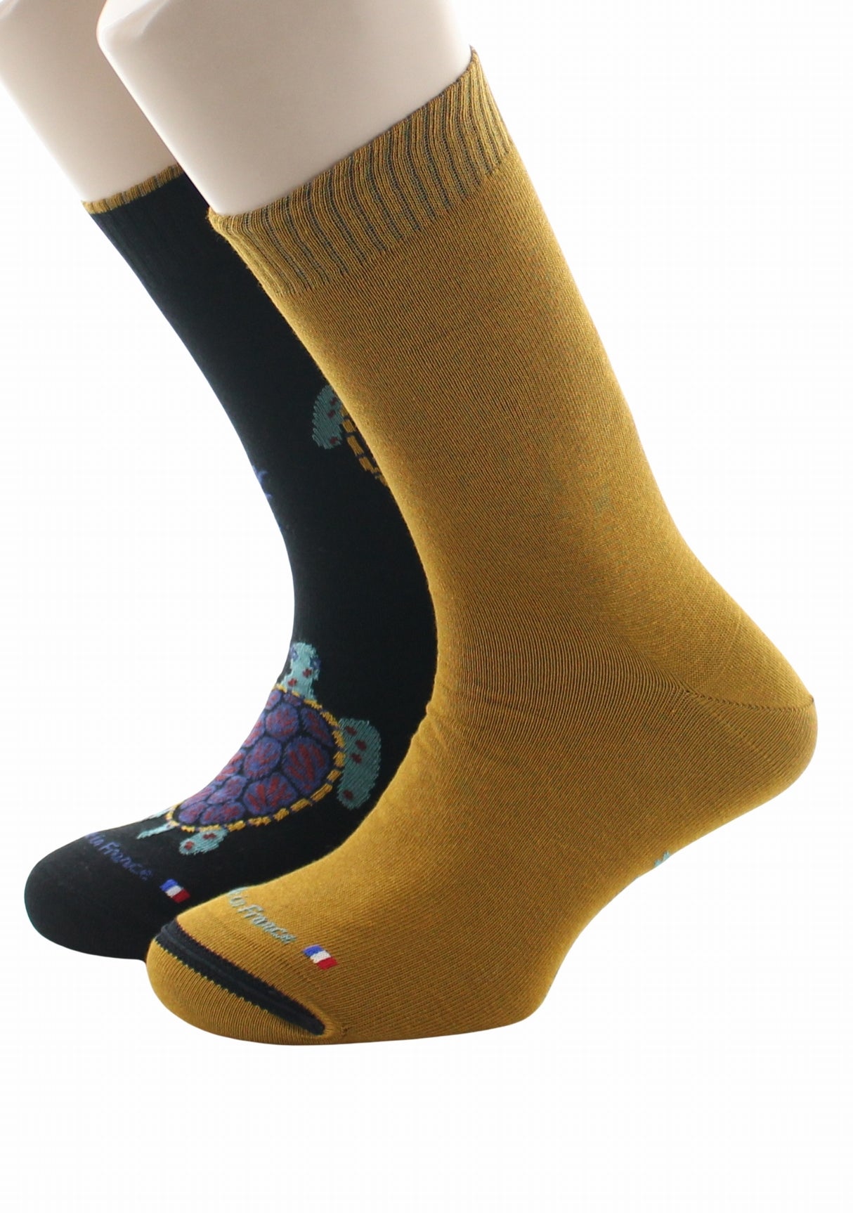 Chaussettes doubles homme Dagobert Tortue Noir/Moutarde NOIR/MOUTARDE
