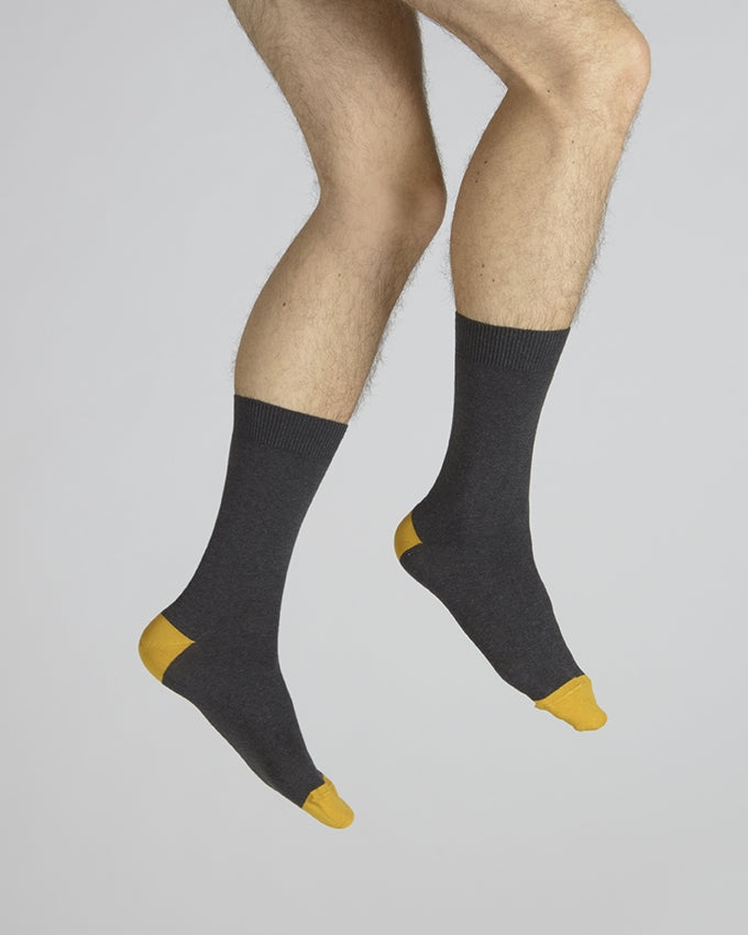 Chaussettes en coton Anthracite et Jaune ANTHRACITE-JAUNE