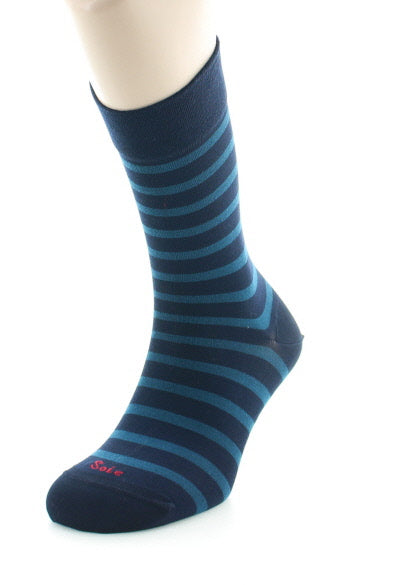 Chaussettes en Soie bleu marine à rayures bleu nuit MARINE RAYE BLEU