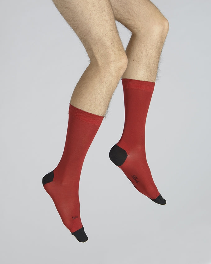 Chaussettes En Soie Rouge Et Noir ROUGE