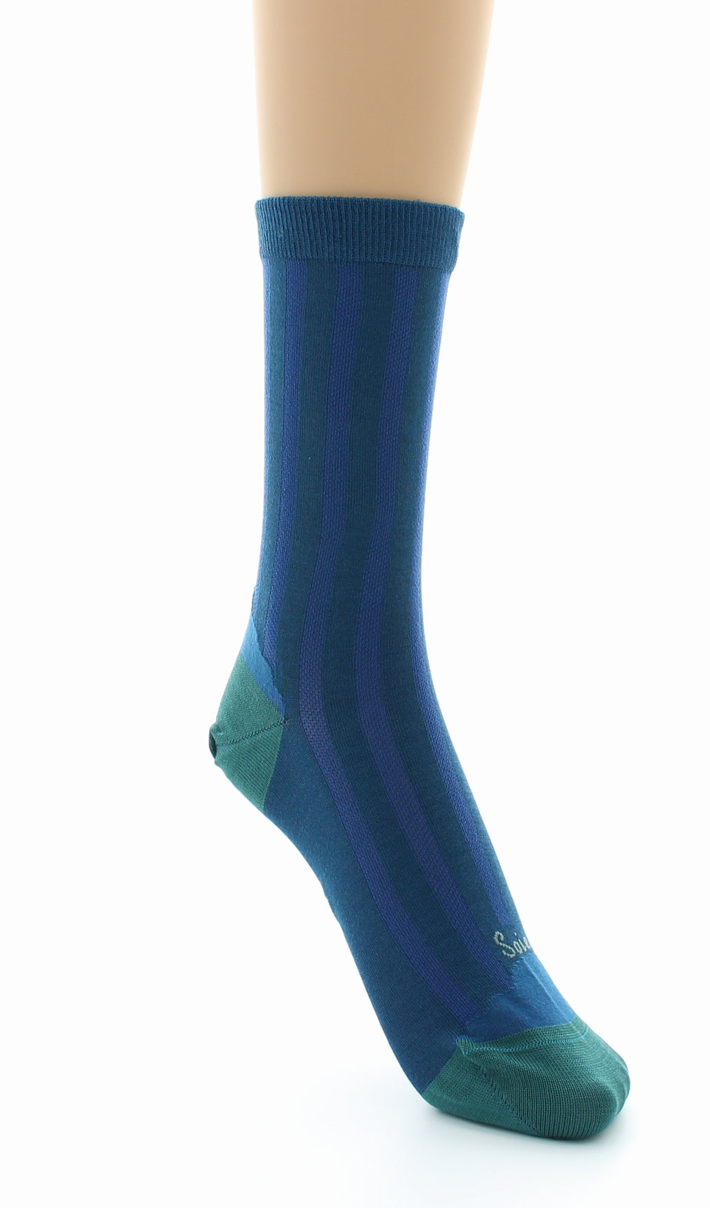 Chaussettes en Soie Bleu Minuit - Talon et pointe Turquoise BLEU MINUIT