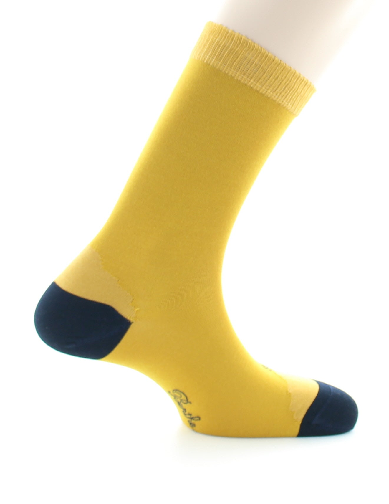 Chaussettes En Soie Tournesol Et Bleu Marine MOUTARDE