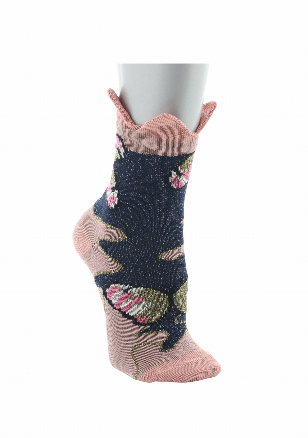 Chaussettes enfant Berthe Aux Grands Pieds papillons et couronne rose ROSE