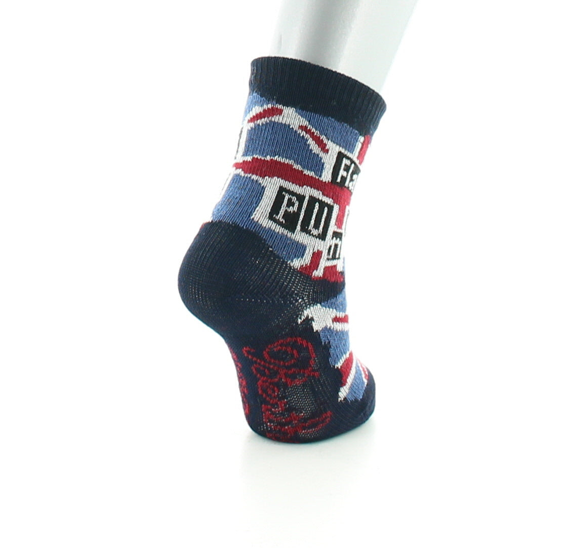 Chaussettes enfant fil d'Ecosse flag punk BLEU MARINE