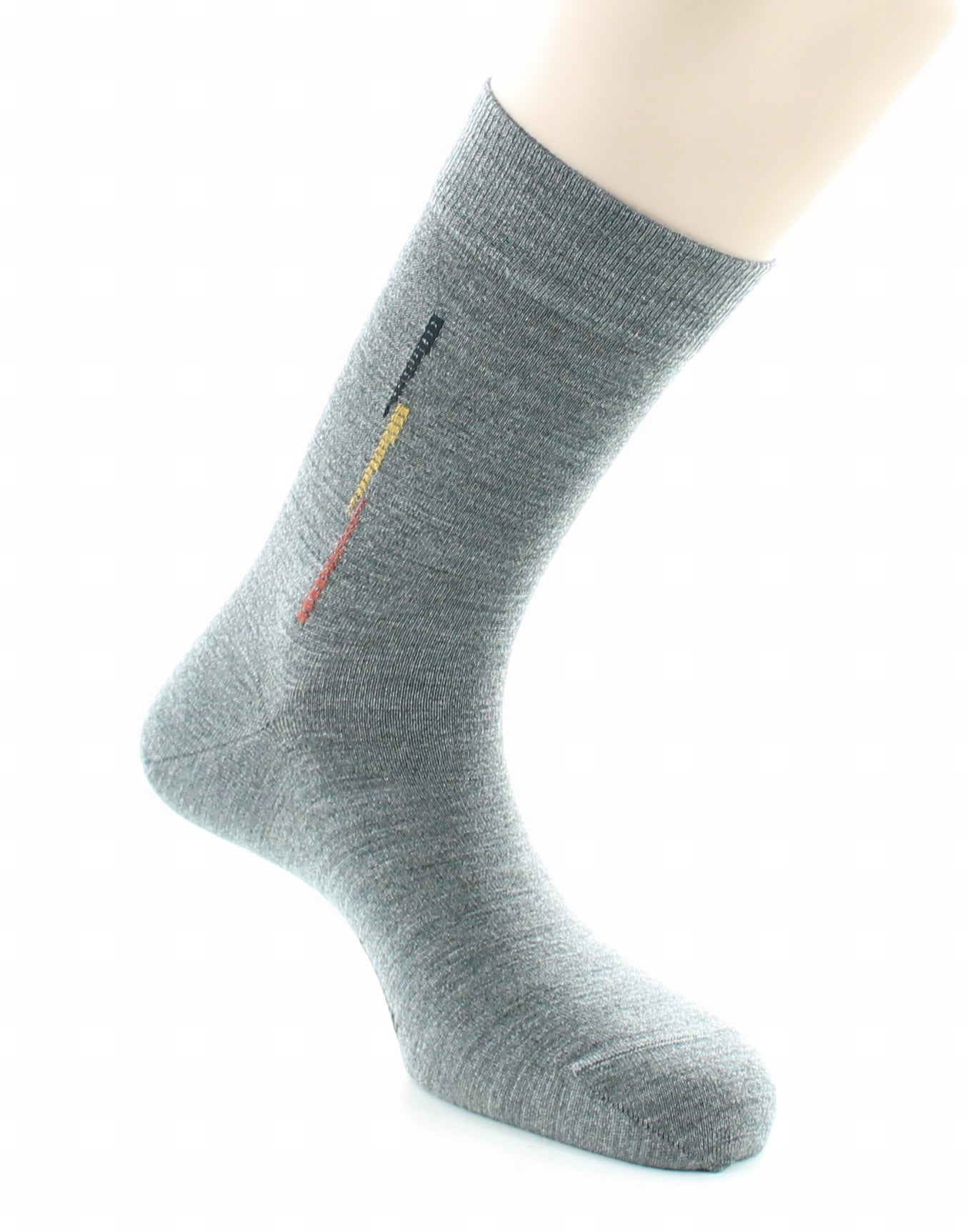 Chaussettes fantaisie baguette en laine peignée GRIS FONCE