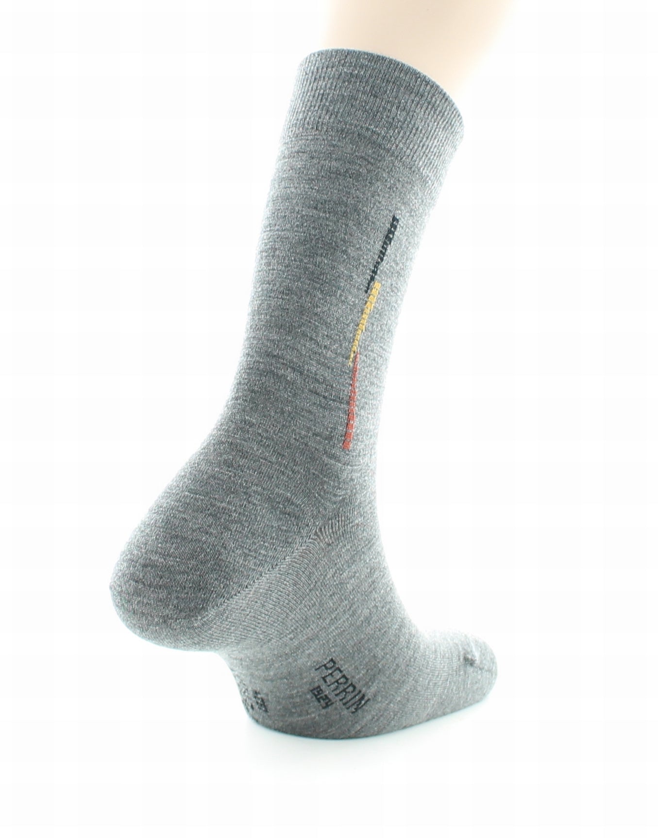 Chaussettes fantaisie baguette en laine peignée GRIS FONCE