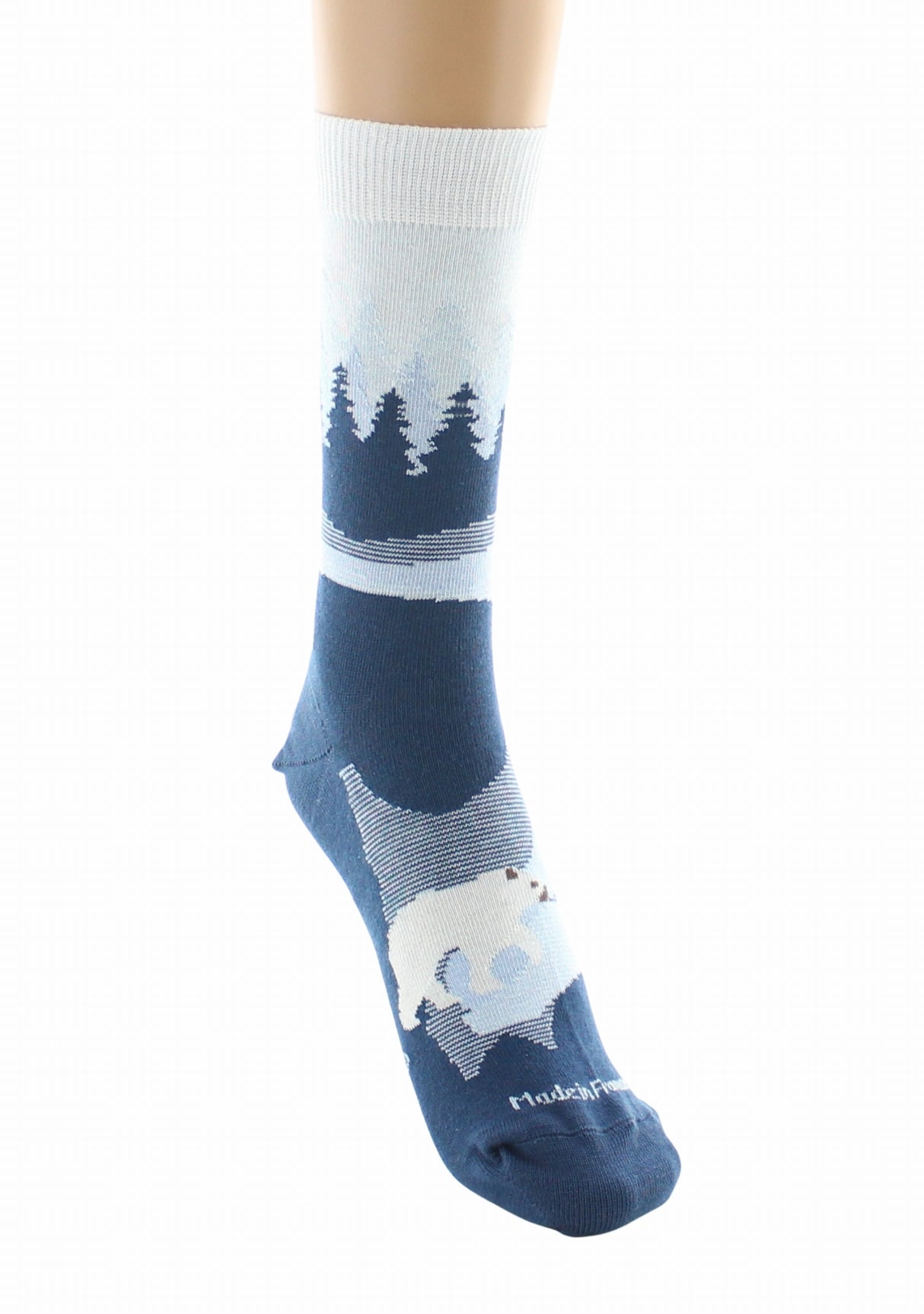 Chaussettes fantaisie femme en coton Dagobert Forêt Bleu BLEU