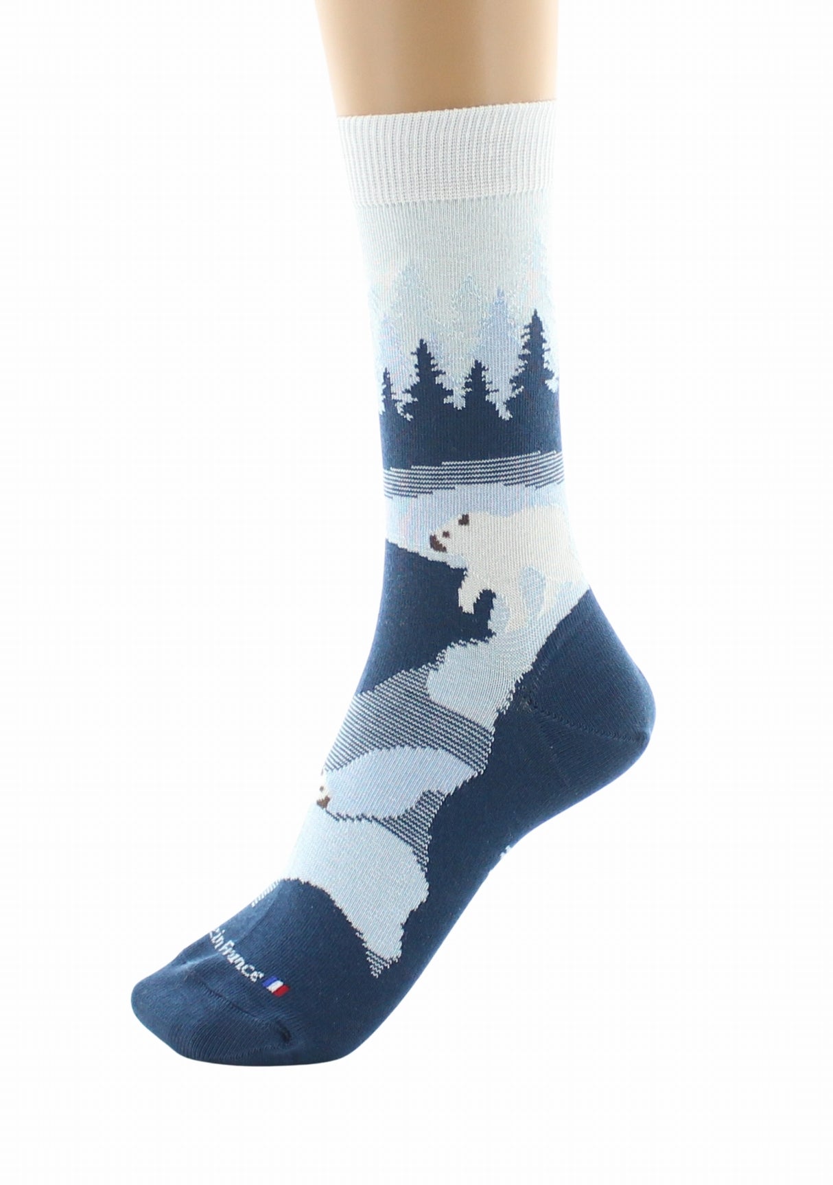 Chaussettes fantaisie femme en coton Dagobert Forêt Bleu BLEU