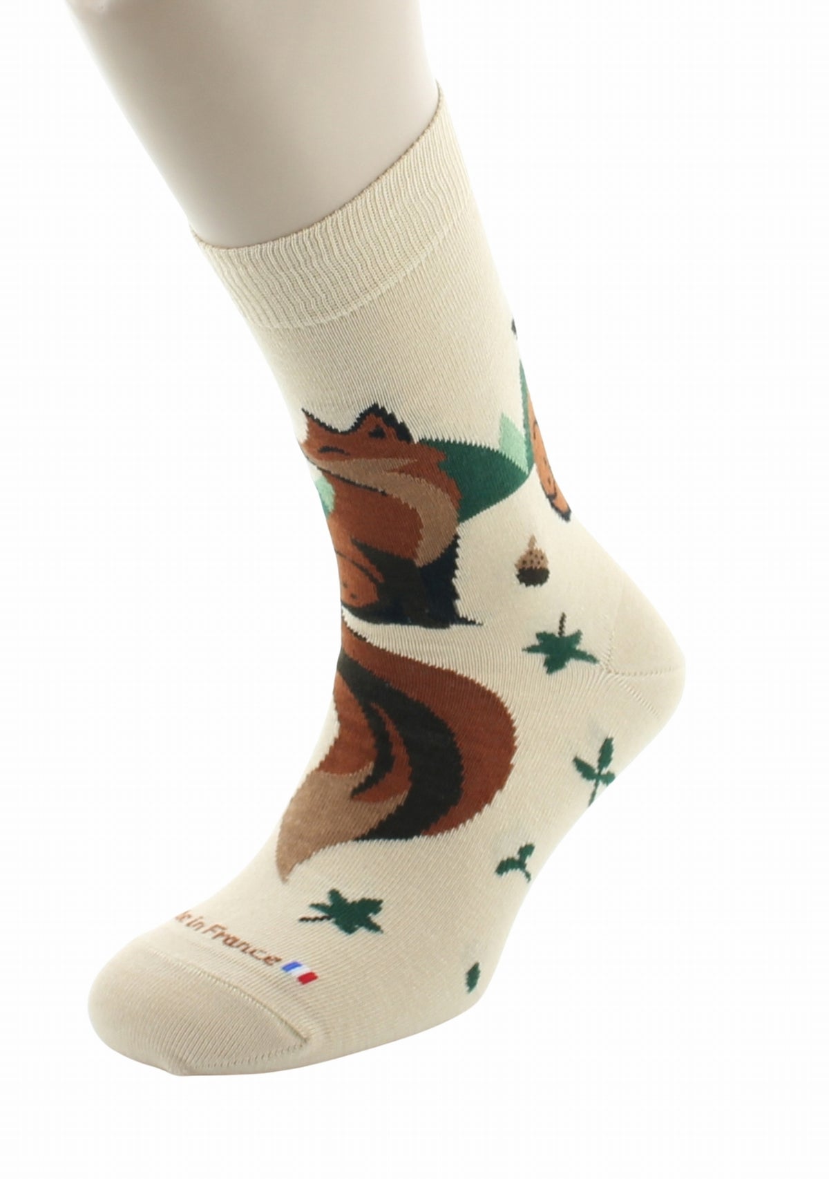 Chaussettes fantaisie homme en coton Renard Beige BEIGE