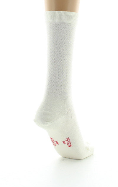Chaussettes femme à maille ajourée en soie ECRU