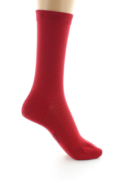 Chaussettes femme à maille ajourée en soie ROUGE