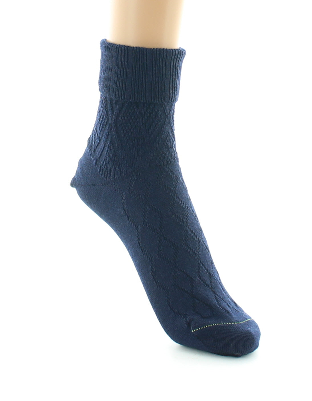 Chaussettes femme à maille fantaisie - Laine Bio MARINE