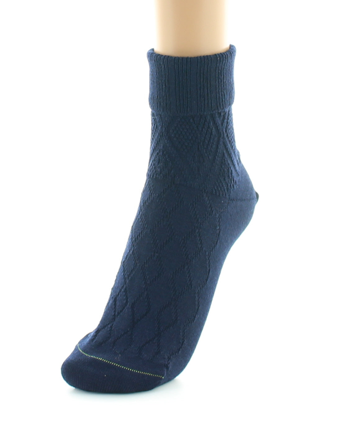 Chaussettes femme à maille fantaisie - Laine Bio MARINE