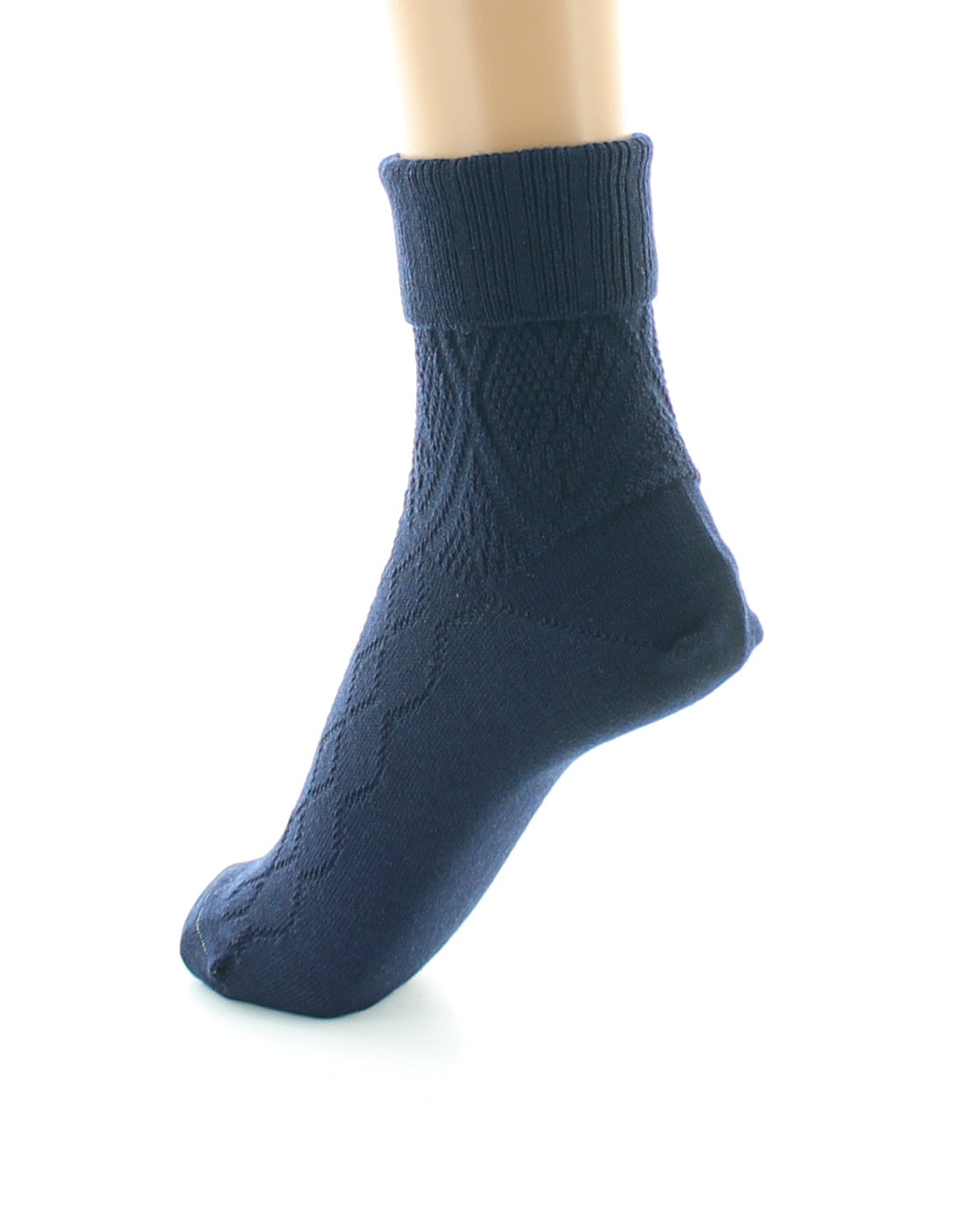 Chaussettes femme à maille fantaisie - Laine Bio MARINE