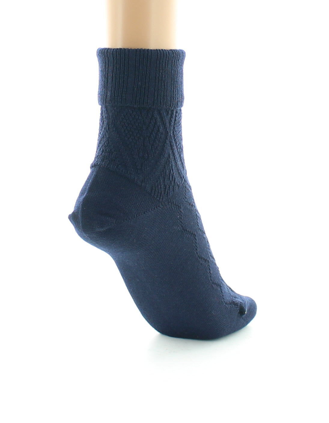 Chaussettes femme à maille fantaisie - Laine Bio MARINE