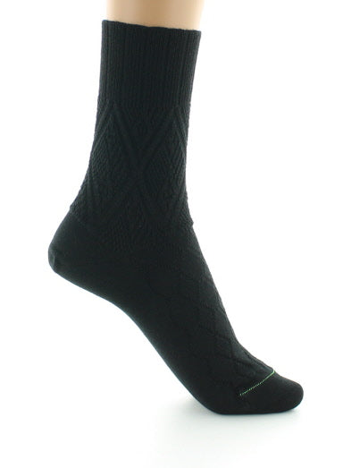 Chaussettes femme à maille fantaisie - Laine Bio NOIR