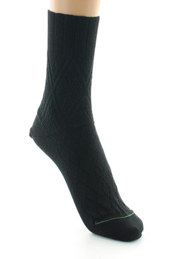 Chaussettes femme à maille fantaisie - Laine Bio NOIR