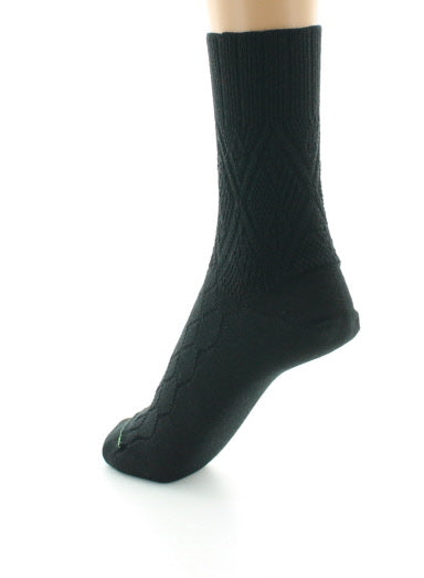 Chaussettes femme à maille fantaisie - Laine Bio NOIR