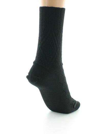 Chaussettes femme à maille fantaisie - Laine Bio NOIR