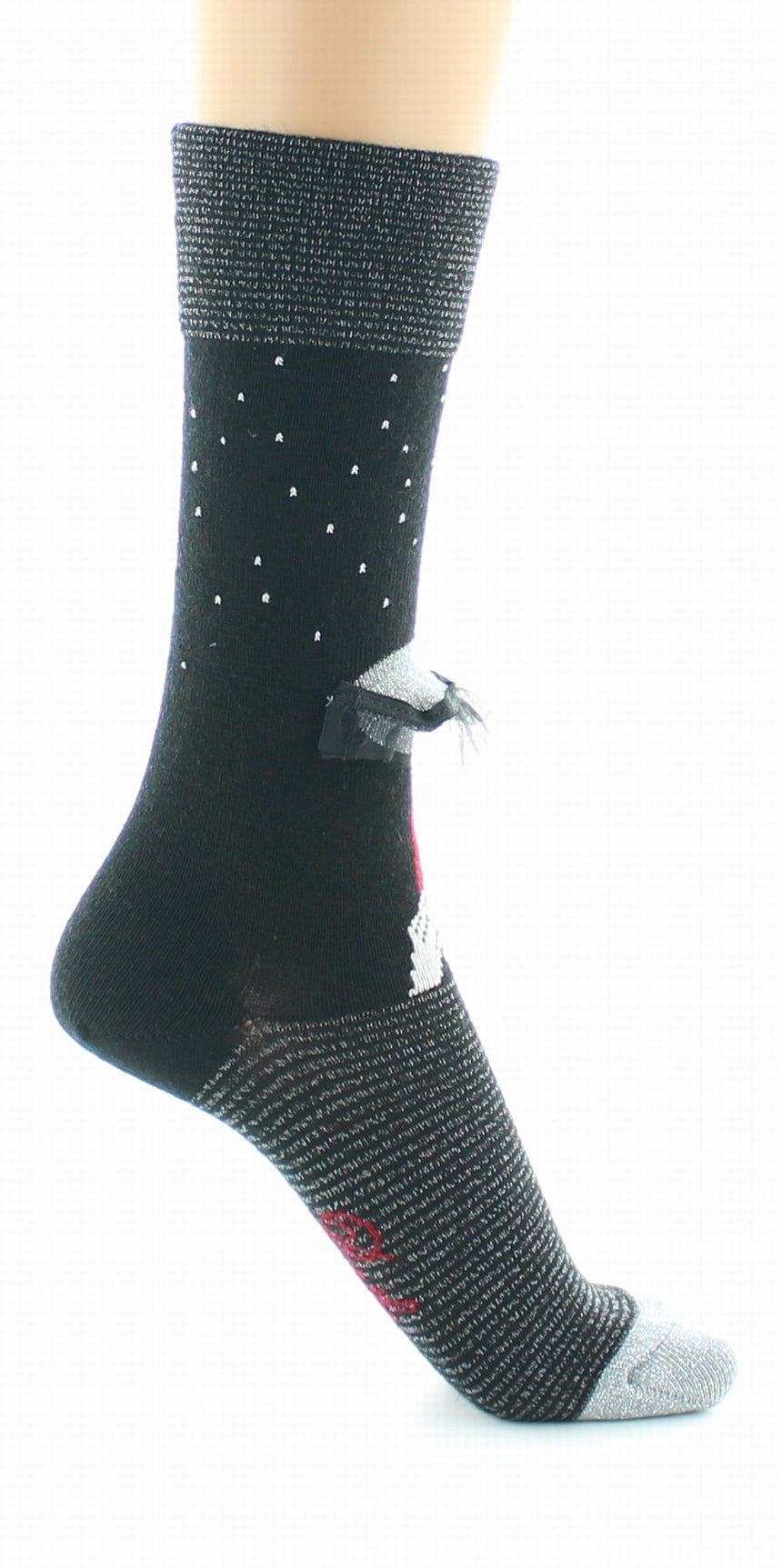 Chaussettes Femme Au Parapluie Noir Et Argent NOIR-ARGENT