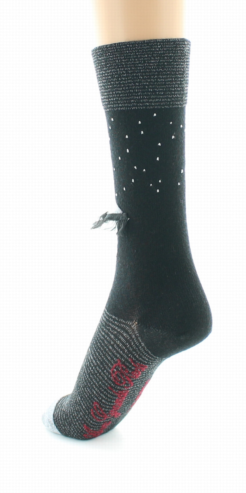 Chaussettes Femme Au Parapluie Noir Et Argent NOIR-ARGENT