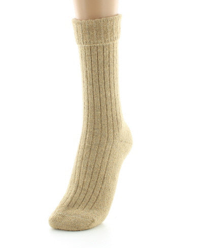 Chaussettes femme baby alpaga et fil pailleté BEIGE