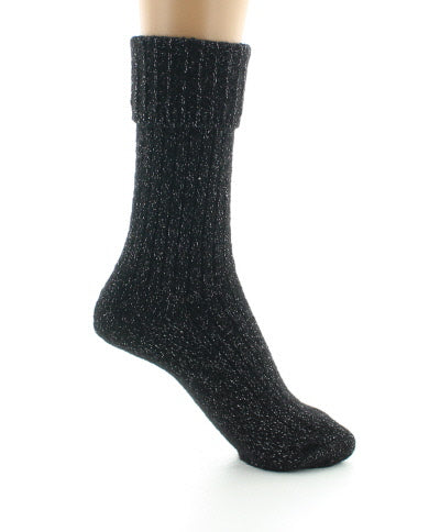 Chaussettes femme baby alpaga et fil pailleté NOIR