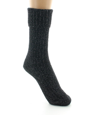 Chaussettes femme baby alpaga et fil pailleté NOIR