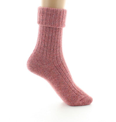 Chaussettes femme baby alpaga et fil pailleté ROSE