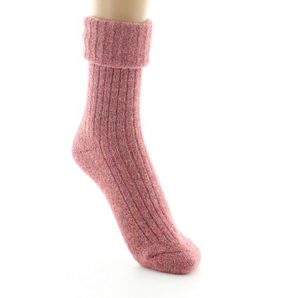 Chaussettes femme baby alpaga et fil pailleté ROSE